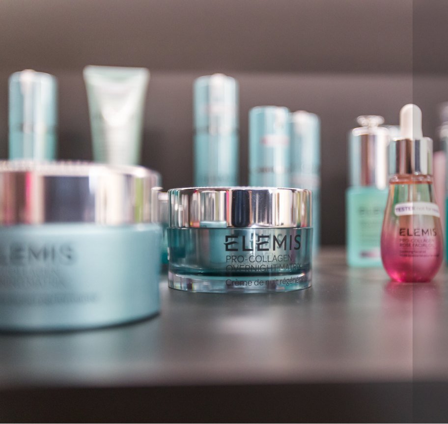 Elemis skincare products on display at Beauty in the City