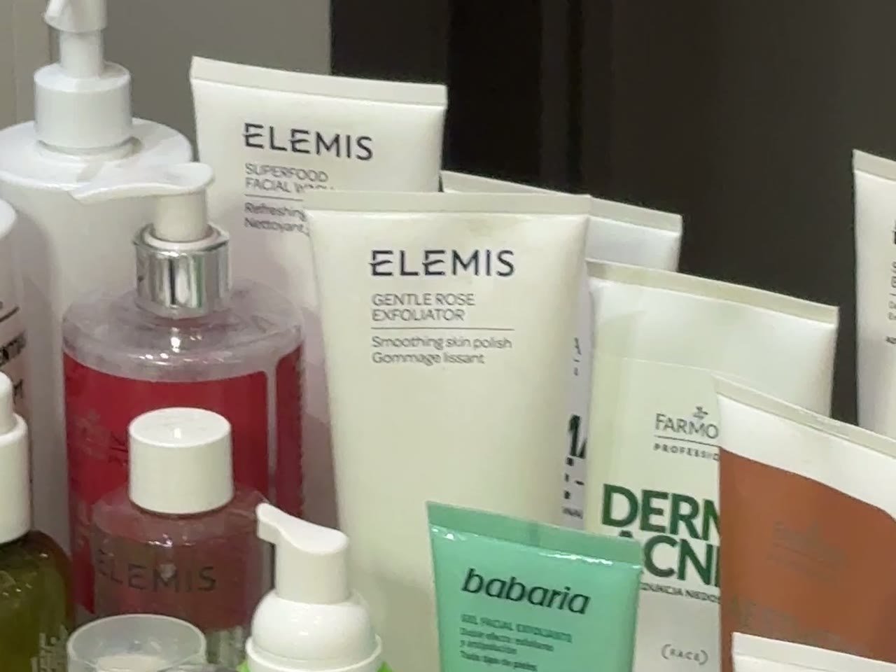 Elemis skincare products on a treatment trolley at Beauty in the City